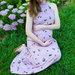Pink floral Maxi maternity dress
